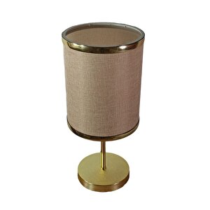 Gold Seri Metal Gövdeli Altın Şeritli Pudra Abajur Yatak Odası Okuma Köşesi