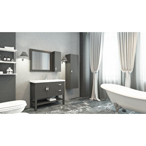 Helen 100 Cm Banyo Dolabı Antrasit - Boy Dolap Dahil