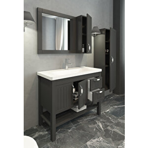 Helen 100 Cm Banyo Dolabı Antrasit - Boy Dolap Dahil