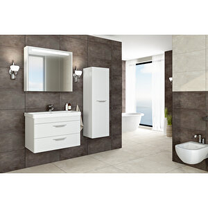 Maria 80 Cm Banyo Dolabı Beyaz - Boy Dolap Dahil