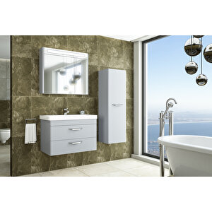 Maria 80 Cm Banyo Dolabı Gri - Boy Dolap Dahil