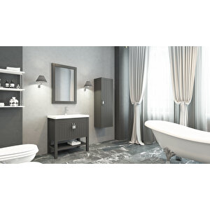 Helen 65 Cm Banyo Dolabı Antrasit - Boy Dolap Dahil