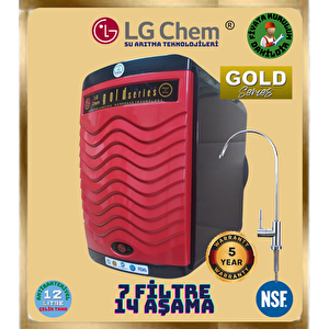 Gold Kırmızı Montaj Dahi̇l 12 Litre 7 Filitre 14 Aşamalı Su Aritma Ci̇hazi