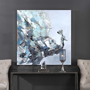 Tablolife Soyut Tavus Kuşu - Yağlı Boya Dokulu Tablo 80x80 Cm Çerçevesiz