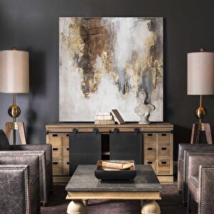 Tablolife Soyut Gold - Yağlı Boya Dokulu Tablo 120x120 Cm Çerçevesiz 120x120 cm