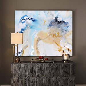 Tablolife Soyut Açık Mavi - Yağlı Boya Dokulu Tablo 90x120 Cm Çerçeve - Siyah 90x120 cm