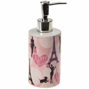 Seramik Sıvı Sabunluk Kızlı Paris Desenli