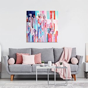 Tablolife Soyut İnsanlar - Yağlı Boya Dokulu Tablo 120x120 Cm Çerçevesiz 120x120 cm