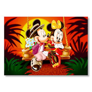 Romantik Mickey Ve Minnie Mouse Mdf Ahşap Tablo 50x70 cm