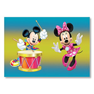 Mickey Mouse Ve Davullu Minnie Mouse Mdf Ahşap Tablo 35x50 cm