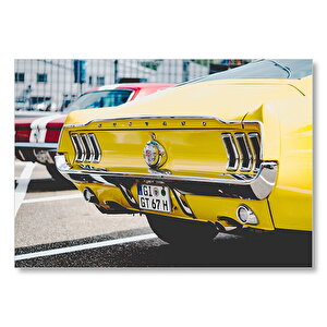 Sarı Mustang Klasik Arka Görünüş Yakın Plan Mdf Ahşap Tablo