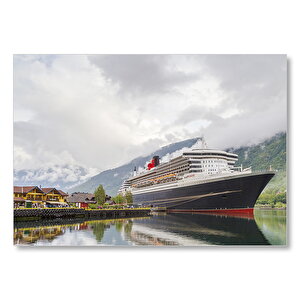 Adriyatik Denizinde Cruise Gemisi Ve Bulutlar Mdf Ahşap Tablo 35x50 cm