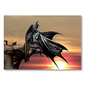 Gotham Şövalyesi Batman Ve Gün Batımı Mdf Ahşap Tablo 50x70 cm