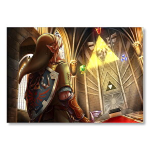 Zelda Ocarina Triforce Efsanesi Görseli Mdf Ahşap Tablo 35x50 cm