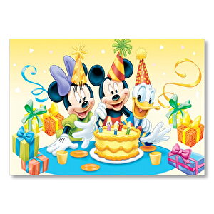 Mickey Mouse Ve Arkadaşları Doğum Günü Mdf Ahşap Tablo 50x70 cm