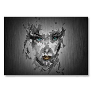 Belirsiz Boyama Tekniğiyle Kadın Yüzü Mdf Ahşap Tablo 35x50 cm