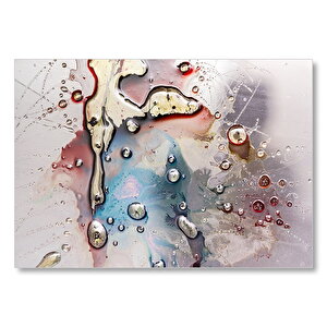 Parlak Zeminde Civalı Mürekkep Lekesi Desen Mdf Ahşap Tablo 35x50 cm