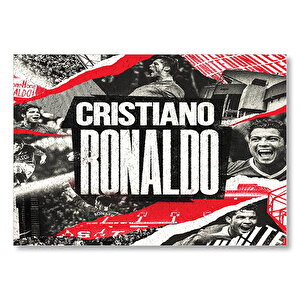 Cristiano Ronaldo Büyük Yazı Ve Kompozisyon Mdf Ahşap Tablo 35x50 cm