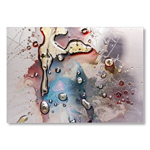 Parlak Zeminde Civalı Mürekkep Lekesi Desen Mdf Ahşap Tablo 25x35 cm