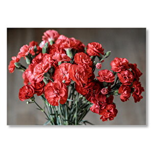 Bir Demet Kırmızı Yabani Karanfil Mdf Ahşap Tablo 25x35 cm