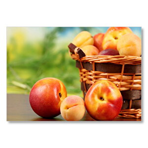 Sepette Kayısı Ve Nektarinler Flu Arka Plan Mdf Ahşap Tablo 25x35 cm