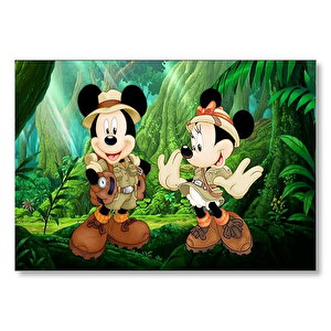 Masaüstünde Mickey Maus Ve Minnie Mouse Safari Mdf Ahşap Tablo 35x50 cm