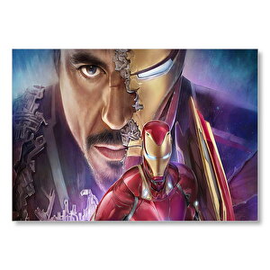 Yenilmezler Iron Man Ve Tony Stark Kompozisyon Mdf Ahşap Tablo 25x35 cm
