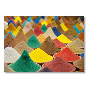 Kaselerde Renkli Toz Baharatlar Mdf Ahşap Tablo 25x35 cm