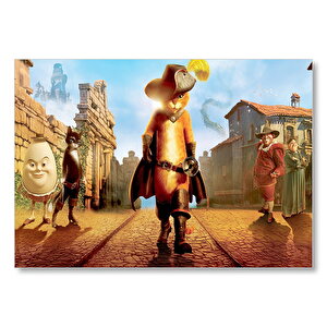 Çizmeli Kedi Dreamworks Animasyon Mdf Ahşap Tablo 35x50 cm