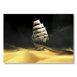 Çöl Kum Filmler Sanat Eseri Yelkenli Gemi Mdf Ahşap Tablo 35x50 cm