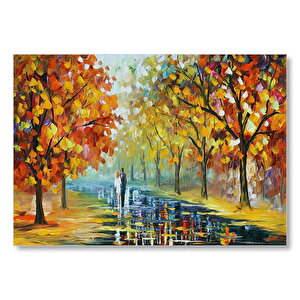 Ağaçlı Yolda Sevgili Çift Mdf Ahşap Tablo 35x50 cm