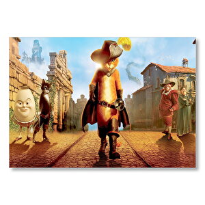 Film Çizmeli Kedi Kahramanlar Mdf Ahşap Tablo 50x70 cm
