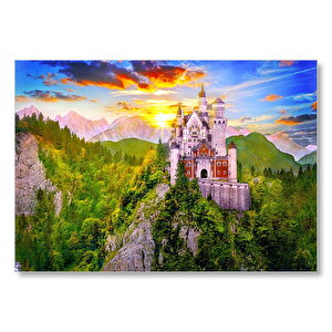 Neuschwanstein Masal Kalesi Almanya Mdf Ahşap Tablo 35x50 cm