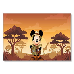 Mickey Mouse Çizgi Film Safari Gün Batımı Mdf Ahşap Tablo 50x70 cm
