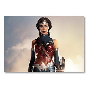 Wonder Woman Portre Bulutlar Arka Plan Mdf Ahşap Tablo 25x35 cm