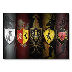 Game Of Thrones Bayrakları Görseli Mdf Ahşap Tablo 50x70 cm