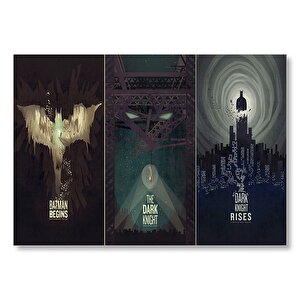 Batman Begins The Dark Knight Dark Rises Film Afiş Görseli Mdf Ahşap Tablo 25x35 cm