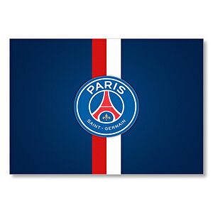 Psg Logosu Mavi Zemin Kırmızı Beyaz Kuşaklı Mdf Ahşap Tablo 50x70 cm