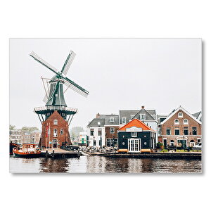 Hollanda Yeldeğirmeni Ve Şirin Kasaba Mdf Ahşap Tablo 35x50 cm