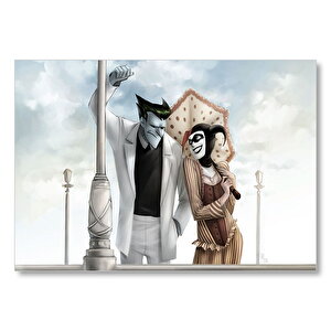 Joker Harley Quinn Aşkı Animasyon Görseli Mdf Ahşap Tablo 35x50 cm