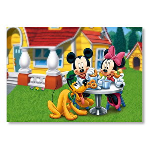 Disney Mickey Mouse Minnie Mouse Ve Pluto Mdf Ahşap Tablo 35x50 cm