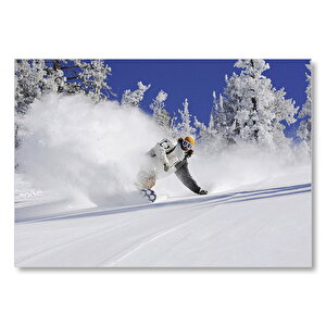 Snowboard Spor Karda Uçmak, Mdf Ahşap Tablo 25x35 cm