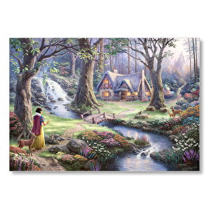 Ağaçlar Arasındaki Kahverengi Ev Fantezi Sanat Periler Mdf Ahşap Tablo 25x35 cm