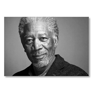 Morgan Freeman Siyah Beyaz Yakın Çekim Portre Mdf Ahşap Tablo 25x35 cm