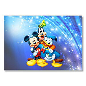 Mickey Mouse Donald Duck Ve Pluto Mdf Ahşap Tablo 25x35 cm