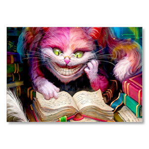 Gülümseyen Kedi Alice Harikalar Diyarı Görsel Mdf Ahşap Tablo 35x50 cm