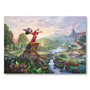 Su Kütlesinin Yanında Duran Mickey Mouse Mdf Ahşap Tablo 35x50 cm