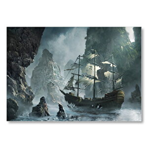 Sanat Eseri Eski Gemi Fantastik Sanat Hayalet Gemi Gemi Yelkenli Mdf Ahşap Tablo 35x50 cm