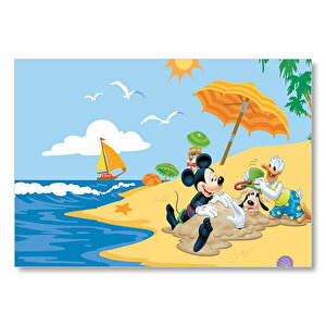 Mickey Mouse Donald Duck Ile Yaz Maceraları Mdf Ahşap Tablo 35x50 cm