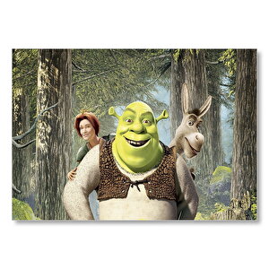 Shrek Ve Fiona Prens Eşek Görseli Mdf Ahşap Tablo 50x70 cm